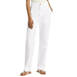 KULE The City Straight Leg Utility Jeans Soft Denim White Pants Size 0 NWT
